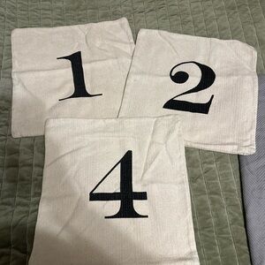 Pottery Barn Farmhouse Cream and Black Numbered Accent Pillow Covers 18x18